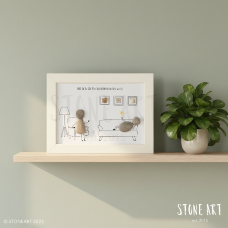 Steinbild Psychotherapeutin - Geschenk mit Herz