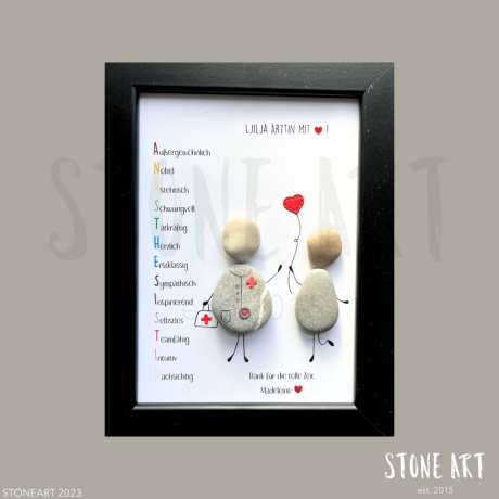 Steinbild Anaesthesistin mit Herz - Geschenk fuer Anaesthesie