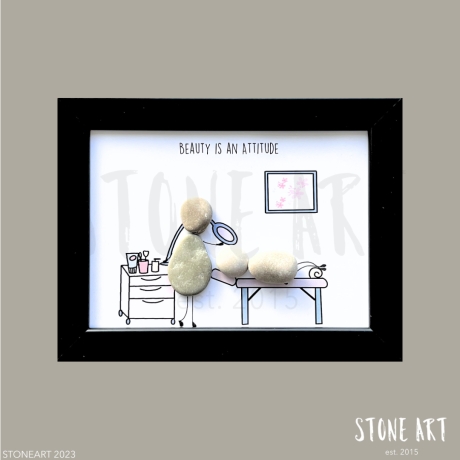 Steinbild Beauty is an attitude - Geschenk für Kosmetikerinnen