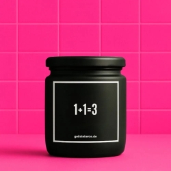 Duftkerze „1+1= 3“ – kleines Geschenk zum Danke sagen