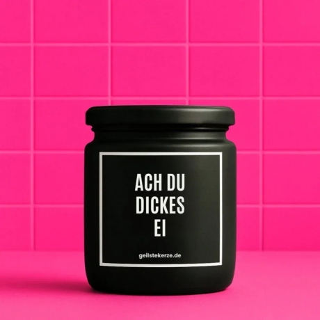 Duftkerze „ACH DU DICKES EI“ – Geschenk zum Geburtstag für Männer