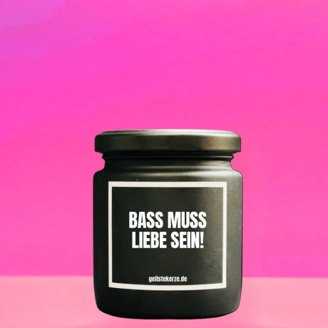 Duftkerze „BASS MUSS LIEBE SEIN“ – Geschenk für Technofans