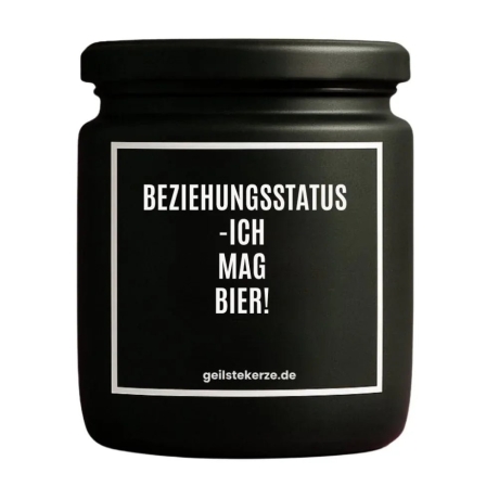Duftkerze „BEZIEHUNGSSTATUS -ICH MAG BIER!“ – Geschenk für Männer