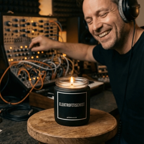 Duftkerze „Elektrofetischist“ – Wichtelgeschenk Kollegin