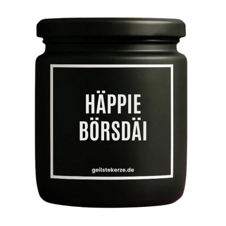 Duftkerze „Häppie Börsdäi“ – Geschenk zum Geburtstag für Männer