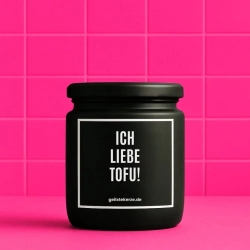 Duftkerze „Ich Liebe Tofu!“ – Geschenk für den Lieblingsmenschen
