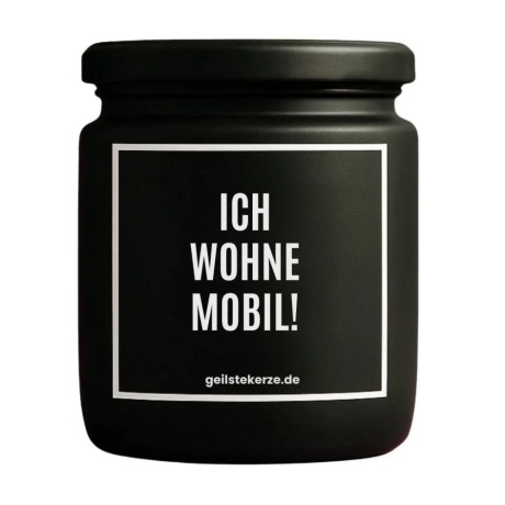 Duftkerze „Ich Wohne Mobil!“ – Mitbringsel als Dankeschön