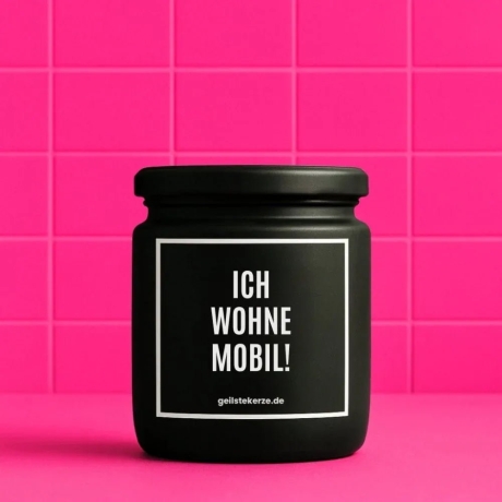 Duftkerze „Ich Wohne Mobil!“ – Mitbringsel als Dankeschön