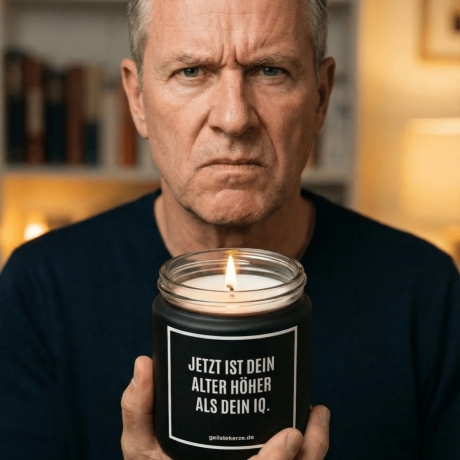 Duftkerze „JETZT IST DEIN ALTER HÖHER ALS DEIN IQ.“