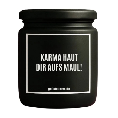 Duftkerze „KARMA HAUT DIR AUFS MAUL!“