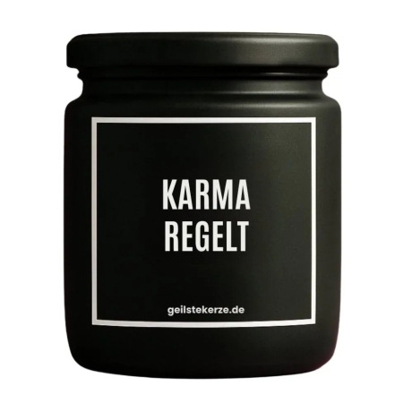 Duftkerze „Karma regelt“ – lustiges Geschenk für Freundin