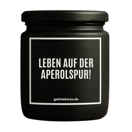 Duftkerze „LEBEN AUF DER APEROLSPUR“ – Geschenk für Weinliebhaber