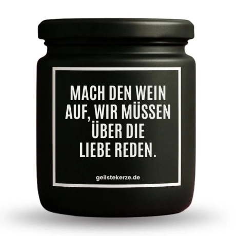 Duftkerze „MACH DEN WEIN AUF“ – Geschenk für Weinliebhaber