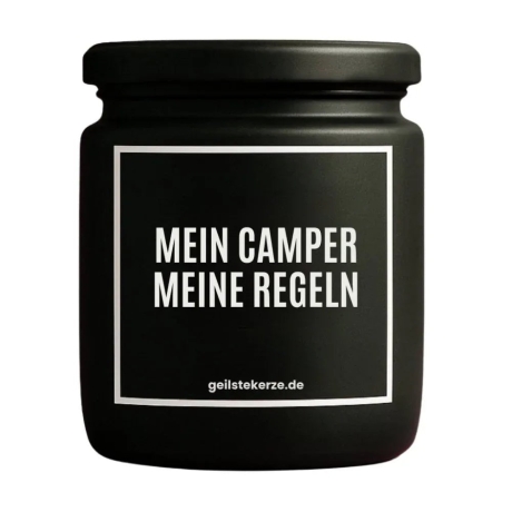 Duftkerze „MEIN CAMPER. MEINE REGELN“ – Geschenk für Camper