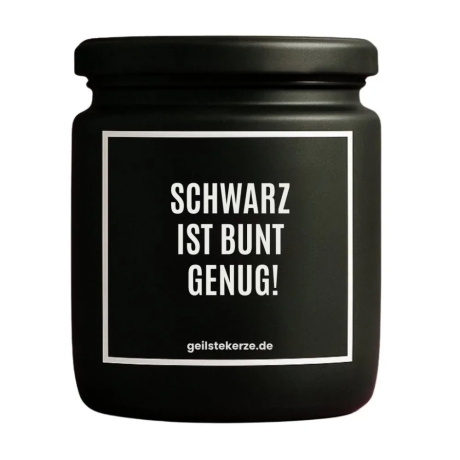 Duftkerze „SCHWARZ IST BUNT GENUG!“ – Wichtelgeschenk Kollegin