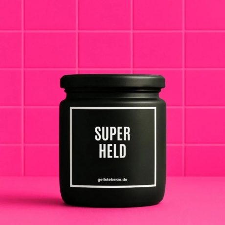 Duftkerze „Superheld“ – Geschenk zum Geburtstag für Frauen
