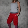 rote Knickerbocker Pumphose Cord gestreifte Stulpen Cordhose