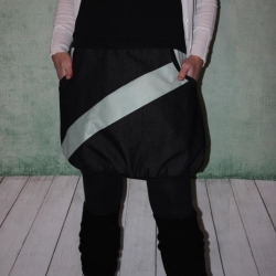 schwarzer Ballonrock Ballon-Rock Kunstleder Jeans Rock 