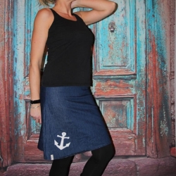 Jeansrock, Anker, Jeans Rock, blauer knielanger Rock, A Form