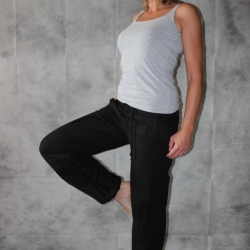 schwarze Leinenhose Pumphose Sarouel Baggy Leinen Hose