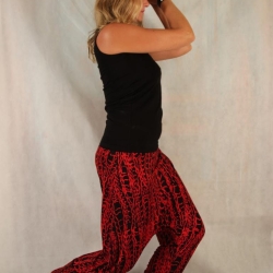 bunte Haremshose Pumphose Sarouel Baggy Hose schwarz rot Hose