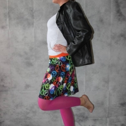 Hippie Rock Stretch Rock Jerseyrock bunt Peace Goa Gr. 36 - 44