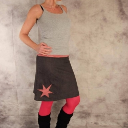 Jeansrock A-Form Jeans Rock Stern knielanger Stretch 