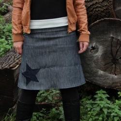 Jeansrock Jeans Rock grau meliert Stretch Rock Stern A-Form 