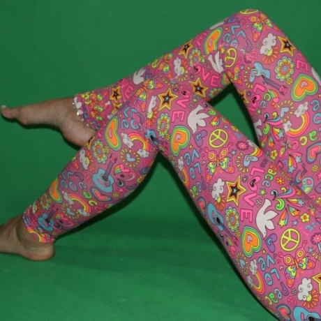 Hippie Leggings bunt Goa Hose Peace Love Leggings Yoga leggins