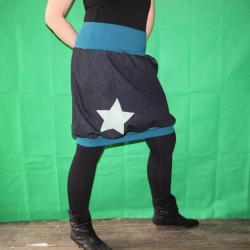 Ballonrock Ballon-Rock, Jeansrock Stern, Stretch Rock, blauer knielanger Rock Gr. 36 - 44