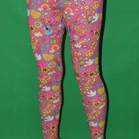 Hippie Leggings bunt Goa Hose Peace Love Leggings Yoga leggins