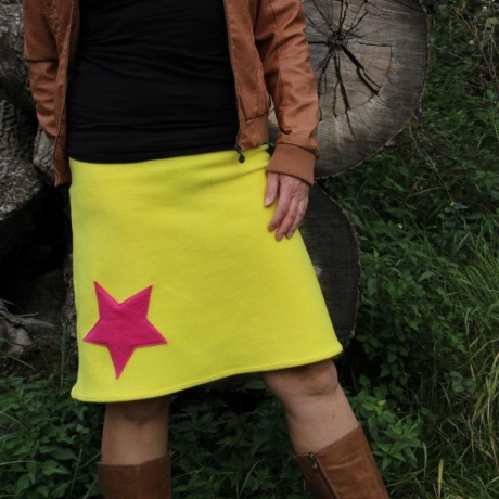 Fleece Rock A-Line Stern Ausgestellter Rock gelb pink 