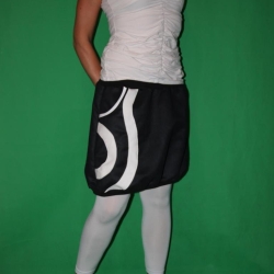 schwarzer Ballonrock Ballon-Rock Waschleder Rock mit Muster Gr. 34 - 44