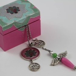 Erzengel Chamuel Halskette mit Jade Engel Pendel und Lotusblume