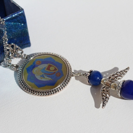 Engel Pendel Kette mit Erzengel Michael in Stern Kästchen, blau