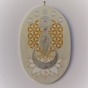 Mondgöttin Wand Deko beige mit Lotus, Mond Zyklus, Lebensblume