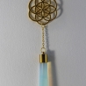 Opalit Mondstein Pendel Halskette mit Blume des Lebens Symbol