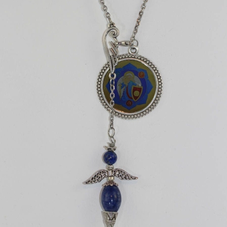 Erzengel Michael Halskette mit Engel Pendel aus blauem Sodalith
