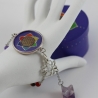 Amethyst Merkaba Pendel Armband mit Lebensblume in Chakra Farben