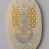 Mondgöttin Wand Deko beige mit Lotus, Mond Zyklus, Lebensblume