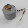 Pendel Armband mit Lebensblume in Chakra Farben und Bergkristall