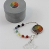 Pendel Armband mit Lebensblume in Chakra Farben und Bergkristall