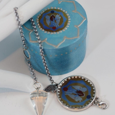 Bergkristall Pendel Armband Erzengel Gabriel mit Engel Flügel
