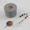 Pendel Armband mit Lebensblume in Chakra Farben und Bergkristall