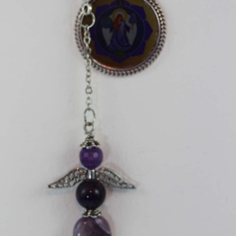 Amethyst Engel Pendel Halskette mit Erzengel Zadkiel in Lila