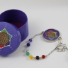 Amethyst Merkaba Pendel Armband mit Lebensblume in Chakra Farben