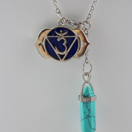 Türkis Edelstein Pendel Halskette, Drittes Auge Chakra Schmuck