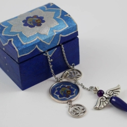 Erzengel Michael Edelstein Engel Pendel Halskette mit Lotus Blume