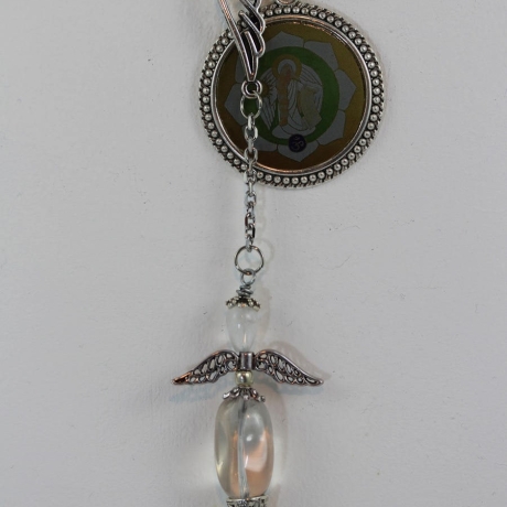 Bergkristall Engel Pendel Halskette mit Erzengel Metatron, grün