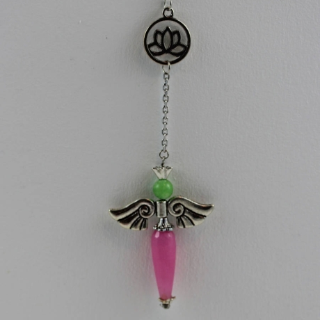 Erzengel Chamuel Halskette mit Jade Engel Pendel und Lotusblume